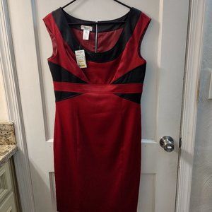 Maggy L, Size 12, Black and Burgundy Brand-New Sleeveless Dress.